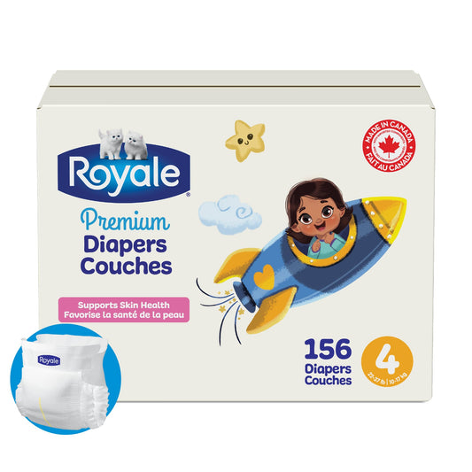 Royale Premium Diapers, Size 4 (22-37 lb), 156 Count, Disposable Baby Diapers (Packaging may vary)