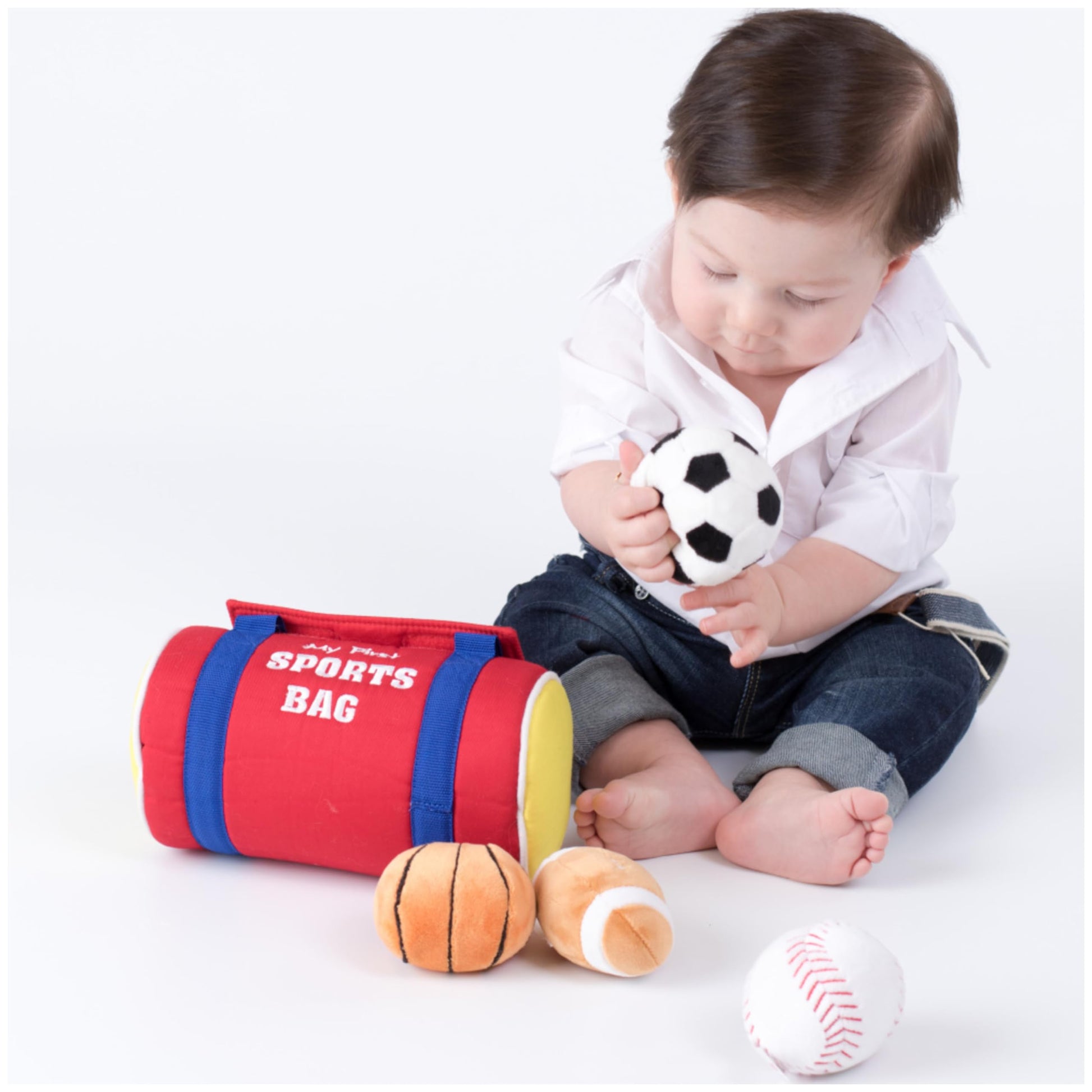 Baby GUND My First Sports Bag Stuffed Plush Playset, Baby Gift Toys for Boys and Girls Ages 1 & Up, 5 Piece, 8" GUND