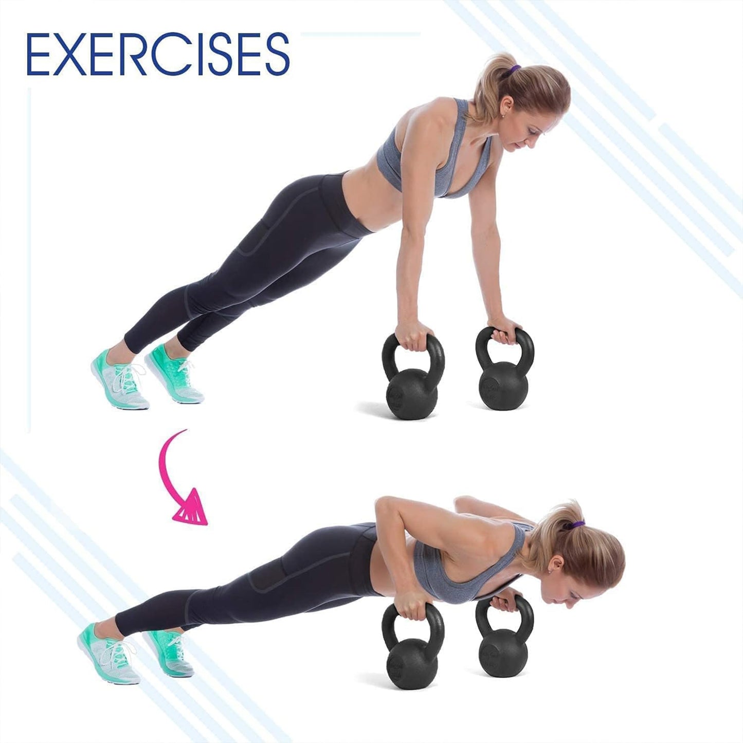 Yes4All Solid Cast Iron Kettlebell Weights Set – Great for Full Body Workout and Strength Training – Kettlebell 20 lbs (Black)