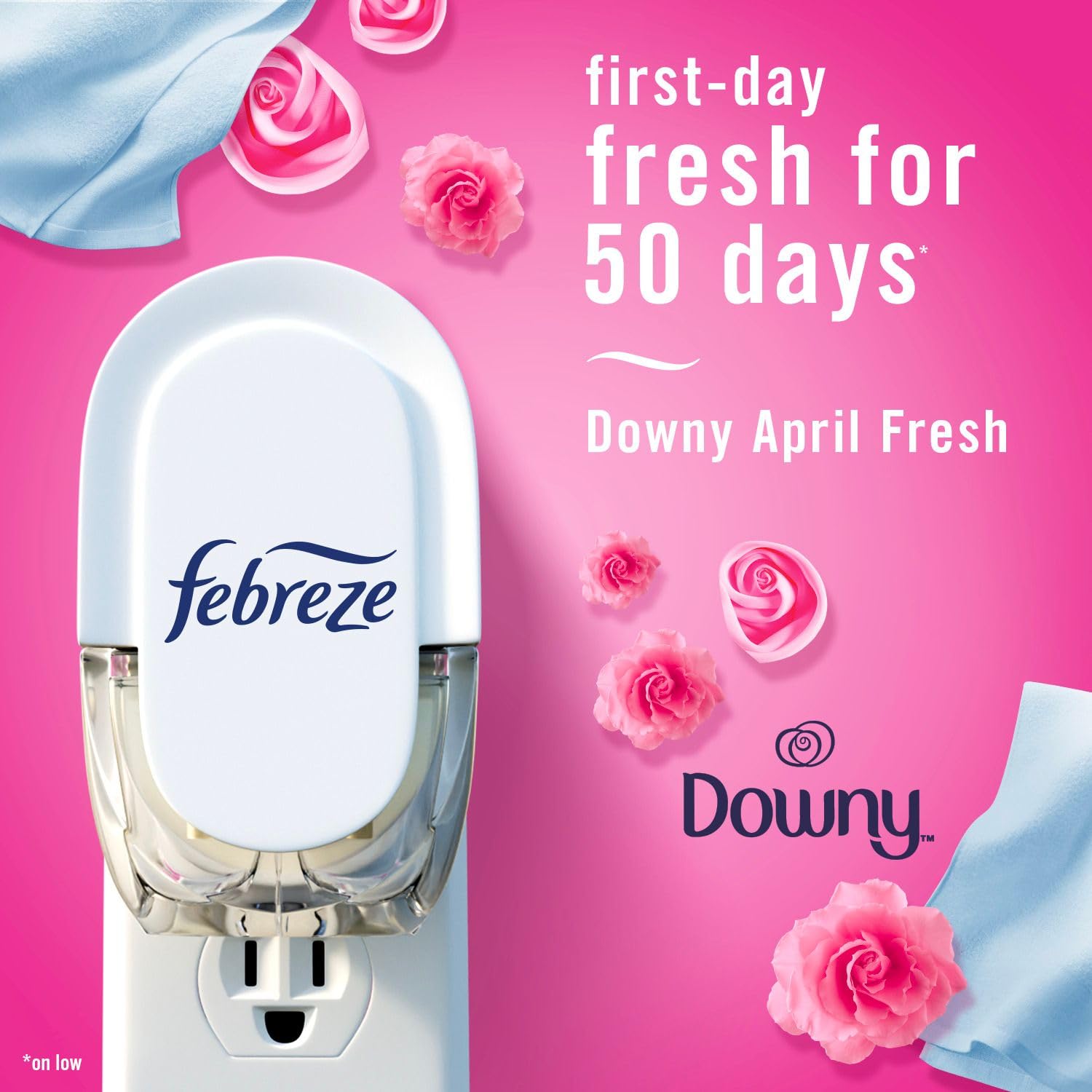 Febreze Plug In Air Freshener, Odor-Fighting Scented Oil Refill for Home and Bathroom and Kitchen, Long Lasting for Strong Odors, Twlight Lavender and Downy April Fresh Scents, 4 Refills - Available at All In One Marketplace Canada