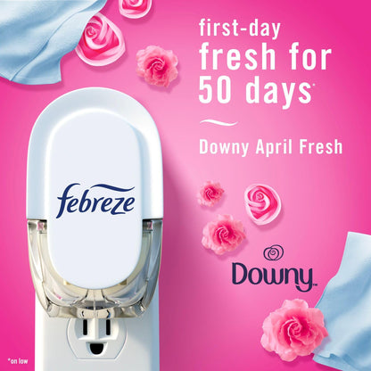 Febreze Plug In Air Freshener, Odor-Fighting Scented Oil Refill for Home and Bathroom and Kitchen, Long Lasting for Strong Odors, Twlight Lavender and Downy April Fresh Scents, 4 Refills - Available at All In One Marketplace Canada
