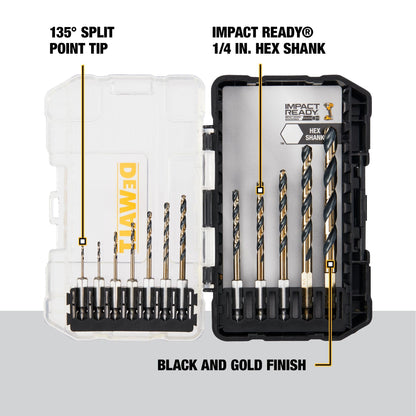 DEWALT 12 Pc Black and Gold Drill Bit Set, Premium Finish Impact Driver Bit Set for Metal, Plastic and Wood (DWAH1182) (DWAH1182) DEWALT