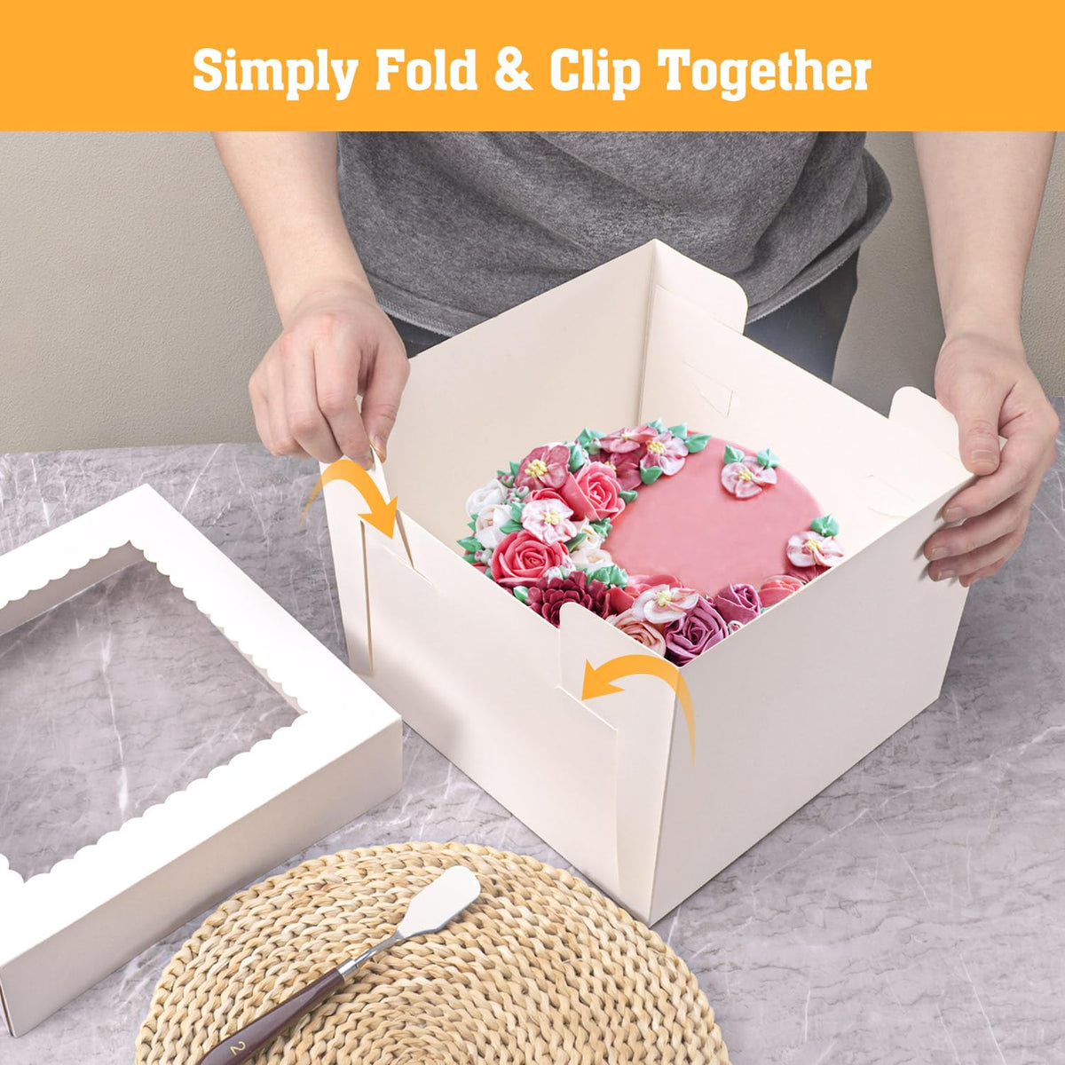 20 Pack Bakery Cake Box with Window, White Cake Boxes Large Baking Boxes Square Cardboard Cake Box for Cakes, Pastries, Cookies, Pie, Treats (8''x8''x8'') 🍁 All In One Marketplace Canada