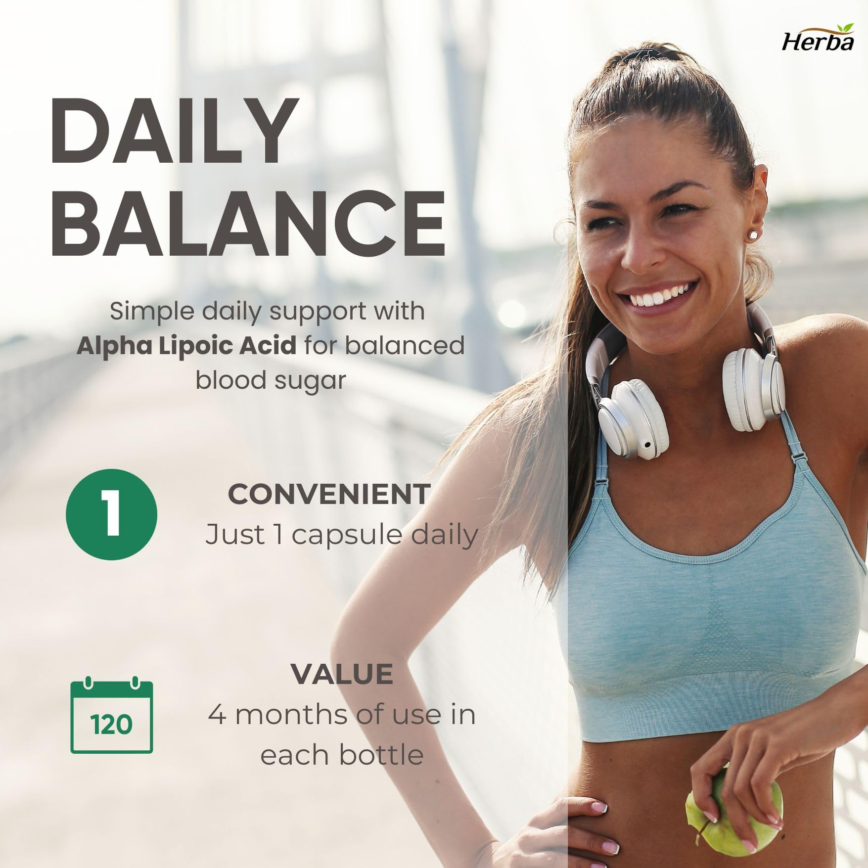 Herba Alpha Lipoic Acid 600mg – 120 Capsules | >99% Ultra Pure | Made in Canada | Blood Sugar Support Supplement - Available at All In One Marketplace Canada