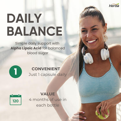 Herba Alpha Lipoic Acid 600mg – 120 Capsules | >99% Ultra Pure | Made in Canada | Blood Sugar Support Supplement - Available at All In One Marketplace Canada