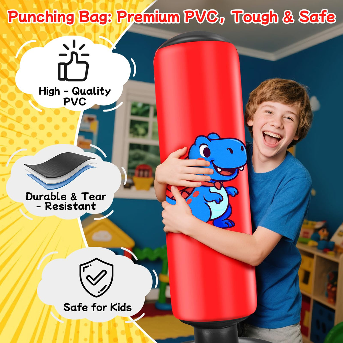 Qoosea Punching Bag for Kids 48in Dinosaur Toys Boxing Bag Set with Gloves 🍁 All In One Marketplace Canada