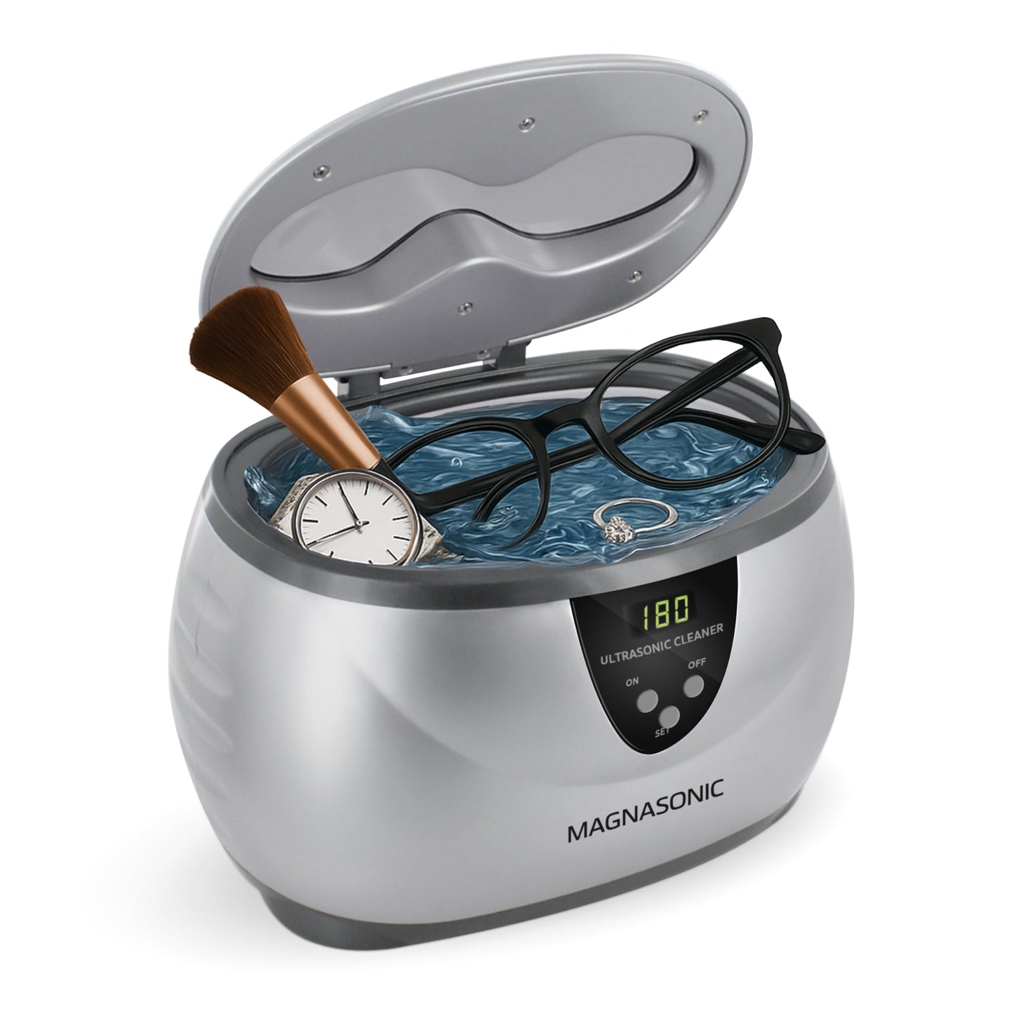 Magnasonic Ultrasonic Cleaner - 20oz Stainless Steel Tank, Digital Timer, 5 Cleaning Modes, Ultrasonic Jewelry Cleaner for All Jewelry, Eyeglasses, Watches, Dentures, Retainers & More 🍁 All In One Marketplace Canada Magnasonic