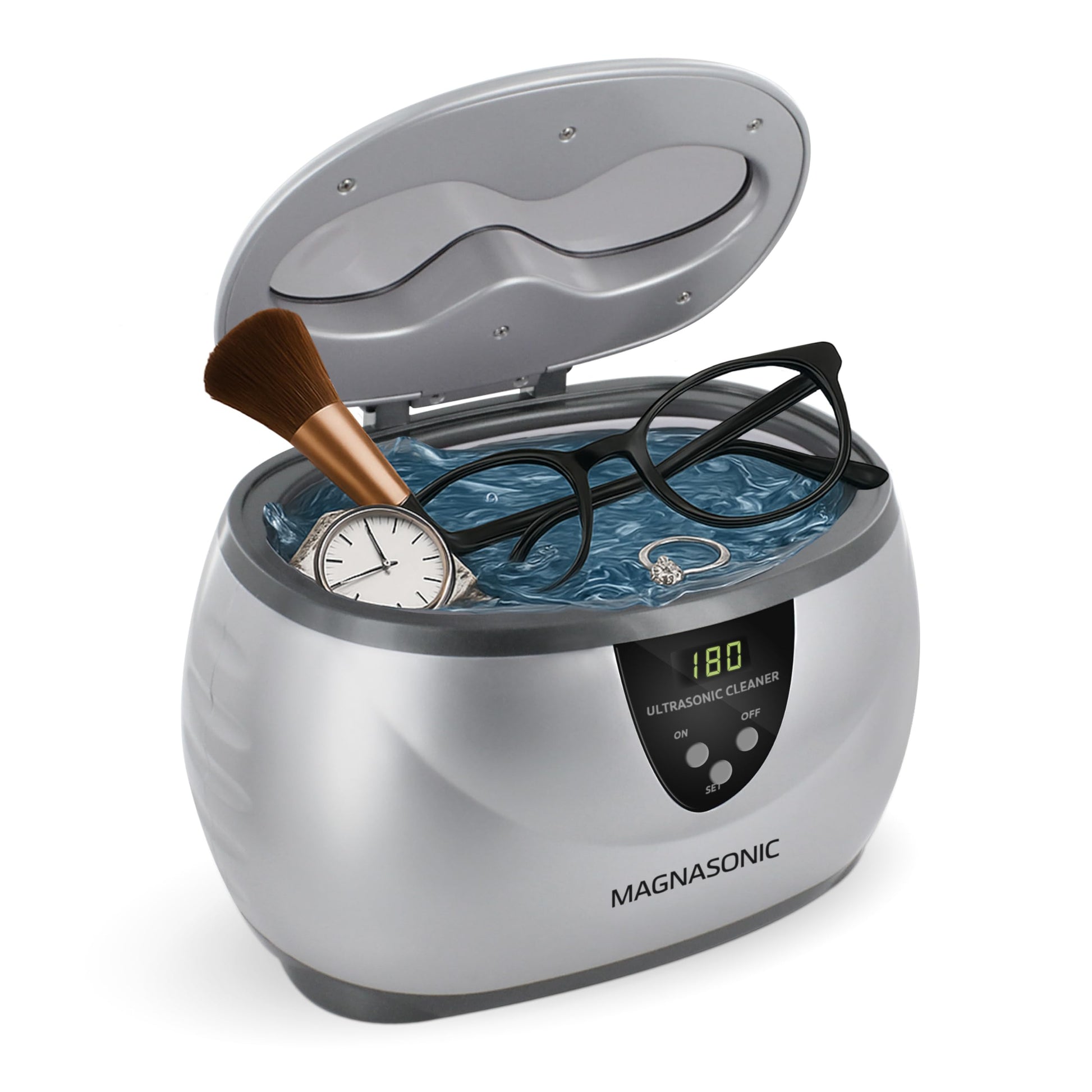 Magnasonic Ultrasonic Cleaner - 20oz Stainless Steel Tank, Digital Timer, 5 Cleaning Modes, Ultrasonic Jewelry Cleaner for All Jewelry, Eyeglasses, Watches, Dentures, Retainers & More 🍁 All In One Marketplace Canada Magnasonic