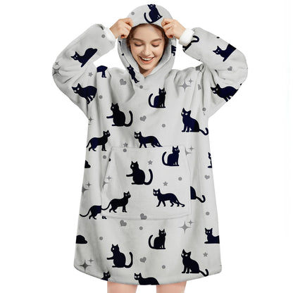 Queenshin Oversized Wearable Blanket Fluffy Hoodie for Women Men Girls Cat 🍁 All In One Marketplace Canada