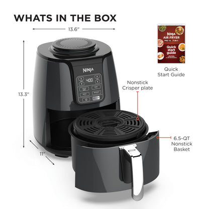 NINJA AF101C, Air Fryer, 3.8L Less Oil Electric Air Frying, Equipped with Crisper Plate + Multi-Layer Rack + Non Stick Basket, Programmable Control Panel, Black, 1550W, (Canadian Version) - Available at All In One Marketplace Canada