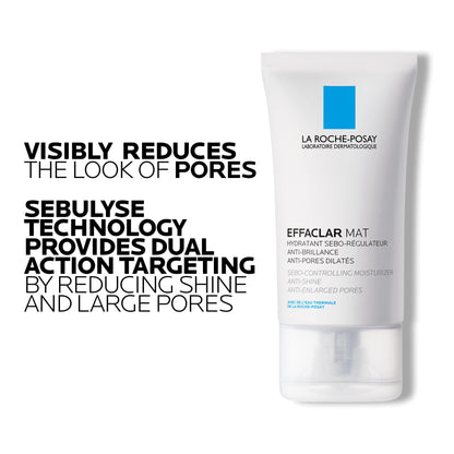 La Roche Posay Face Moisturizer for Oily, Acne-Prone Skin, Effaclar Mat Daily Face Cream, Anti-Shine & Pore Minimizer, Oil-Free, Recommended by Dermatologists, Travel Size, 40ml - Available at All In One Marketplace Canada