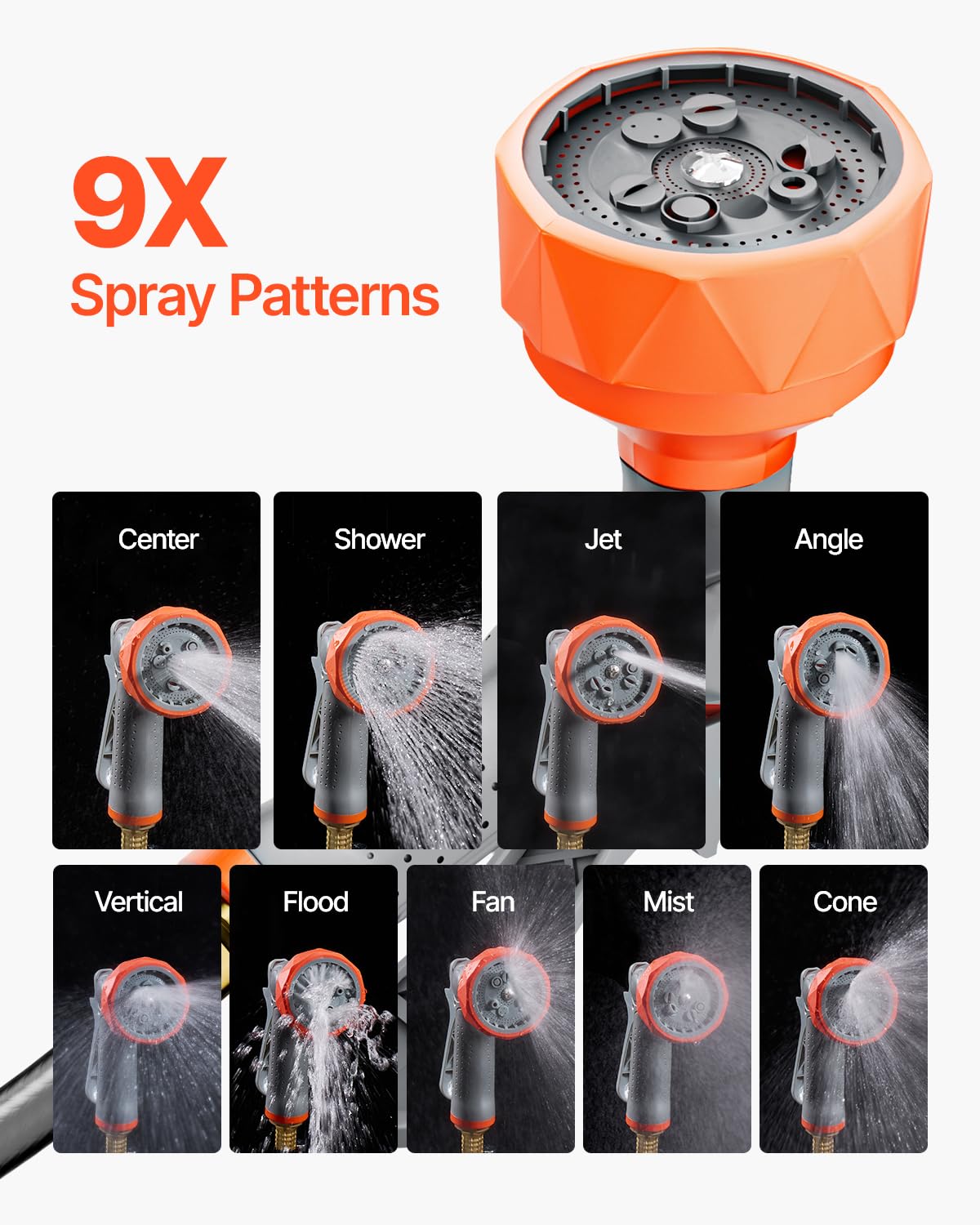VEVOR Retractable Garden Hose Reel, 5/8 Inch x 100 ft Wall Mounted Hose Reel, Heavy Duty Garden Hose Reel with 9 Patterns Nozzle, Any Length Lock, Upgraded Slow Return System and 180°Swivel Bracket 🍁 All In One Marketplace Canada