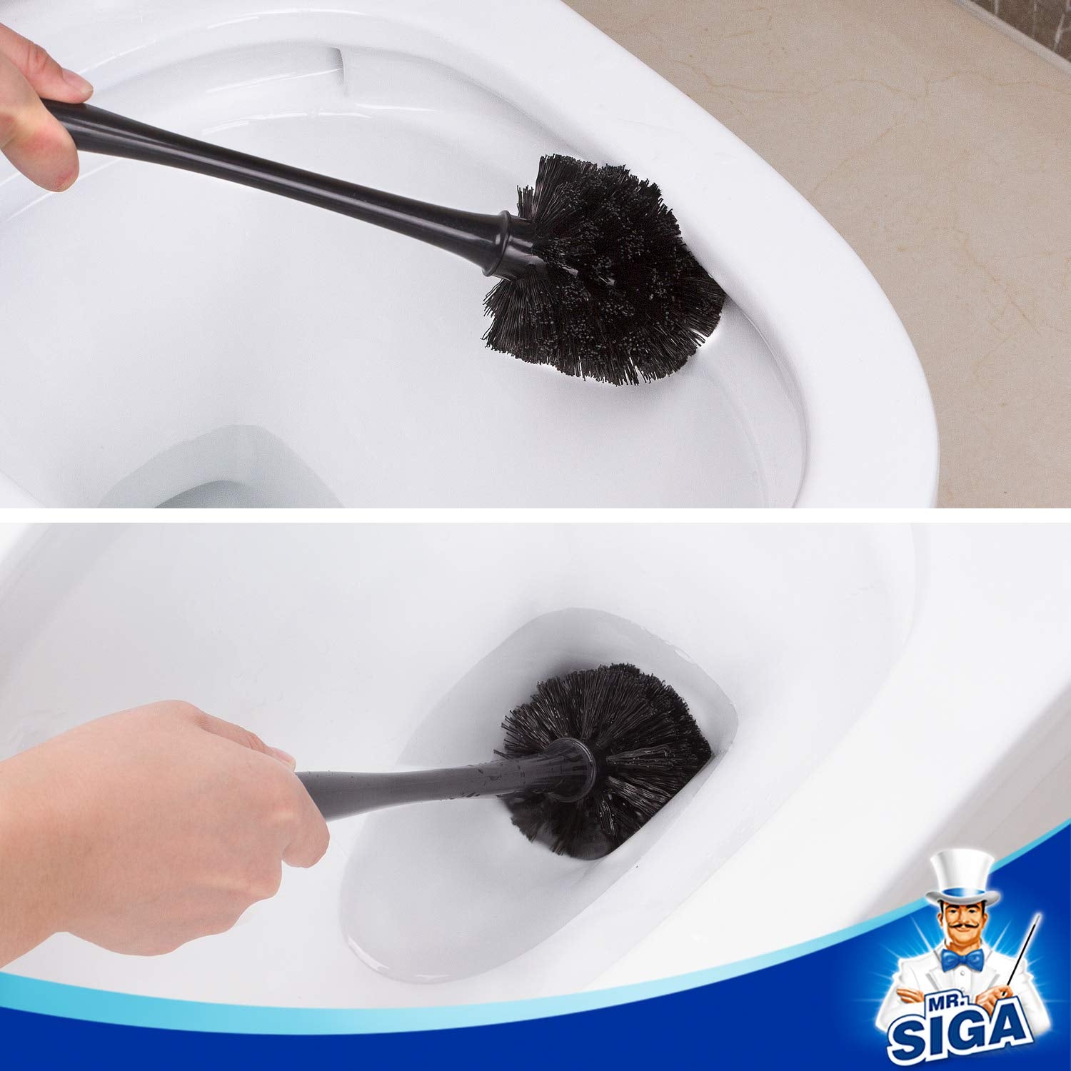 MR.SIGA Toilet Plunger and Bowl Brush Combo for Bathroom Cleaning, Black, 1 Set - Available at All In One Marketplace Canada