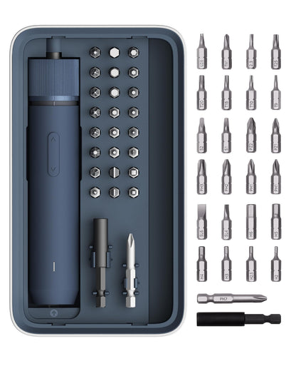 HOTO Electric Screwdriver Set, 3.6V Rechargeable Screwdriver Set with 25 S2-Steel Bits, Cordless Power Screwdriver Set with LED Light, All-in-One Design, 1500mAh 800 Times, USB-C Charging - Available at All In One Marketplace Canada