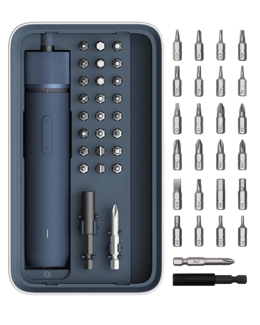 HOTO Electric Screwdriver Set, 3.6V Rechargeable Screwdriver Set with 25 S2-Steel Bits, Cordless Power Screwdriver Set with LED Light, All-in-One Design, 1500mAh 800 Times, USB-C Charging - Available at All In One Marketplace Canada