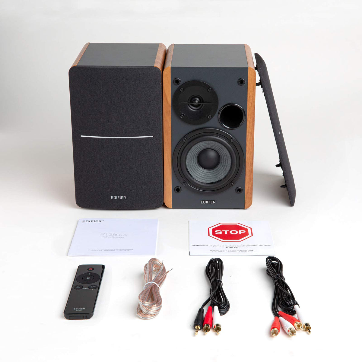 Edifier R1280Ts Powered Bookshelf Speakers - 2.0 Stereo Active Near Field Monitors - Studio Monitor Speaker - 42 Watts RMS with Subwoofer Line Out - Wooden Enclosure