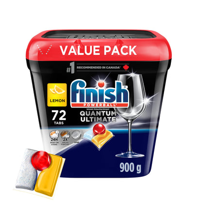 Finish Quantum Ultimate Dishwasher Detergent Pods, Lemon Scent, 72 Tabs 🍁 All In One Marketplace Canada