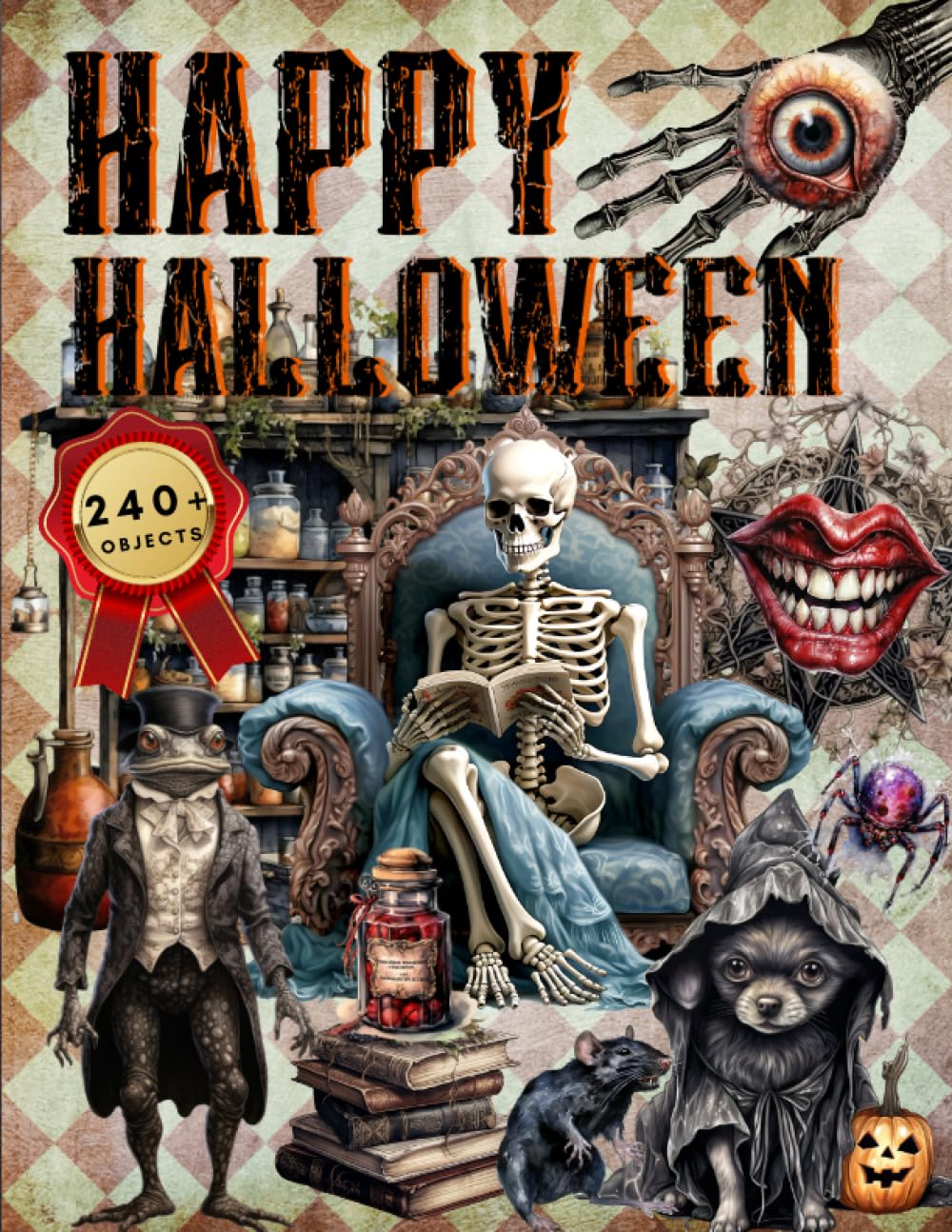 Éphémères Joyeux Halloween à découper et coller : images de haute qualité de squelettes et de clowns pour le scrapbooking, les techniques mixtes, les journaux créatifs, l'art décoratif, les cartes d'échange d'artistes et plus encore.
