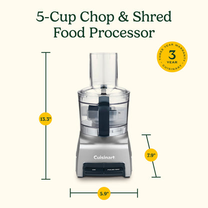 Cuisinart Food Processor, 5-Cup Capacity, Chop and Shred with Reversible Disc, Universal Chopping Blade, Compact Base, High-Performance Motor, Cord Storage, Silver (FP-5C) 🍁 All In One Marketplace Canada Cuisinart