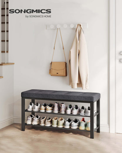 SONGMICS Shoe Storage Bench, Entryway Bench with Cushion SONGMICS