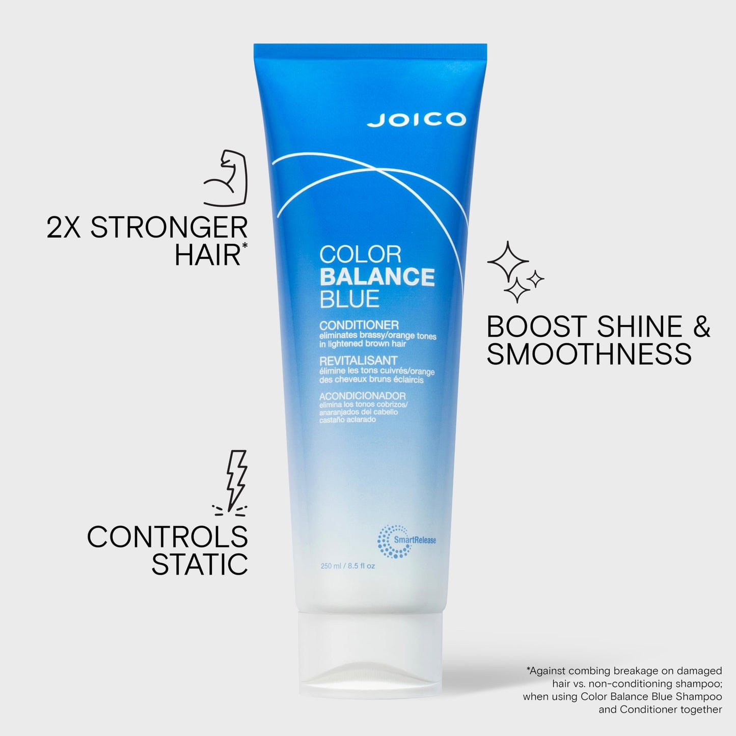 Joico Color Balance Blue Conditioner for Brunette Hair, Neutralizes Brassy Tones, Protects Colour Treated Hair, with Keratin and Green Tea Extract Joico