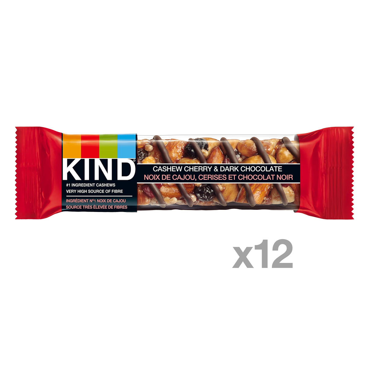 KIND Bars, Dark Chocolate Cherry Cashew + Antioxidants, Gluten Free, 40 Grams, 12 Count