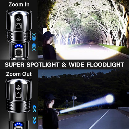 AKNEAR Rechargeable LED Flashlight High Lumens, Super Bright Flashlights with Zoomable & USB C Rechargeable & 5 Light Mode & IPX-7 Waterproof, Powerful Flash Light (2, Standard Display) - Available at All In One Marketplace Canada