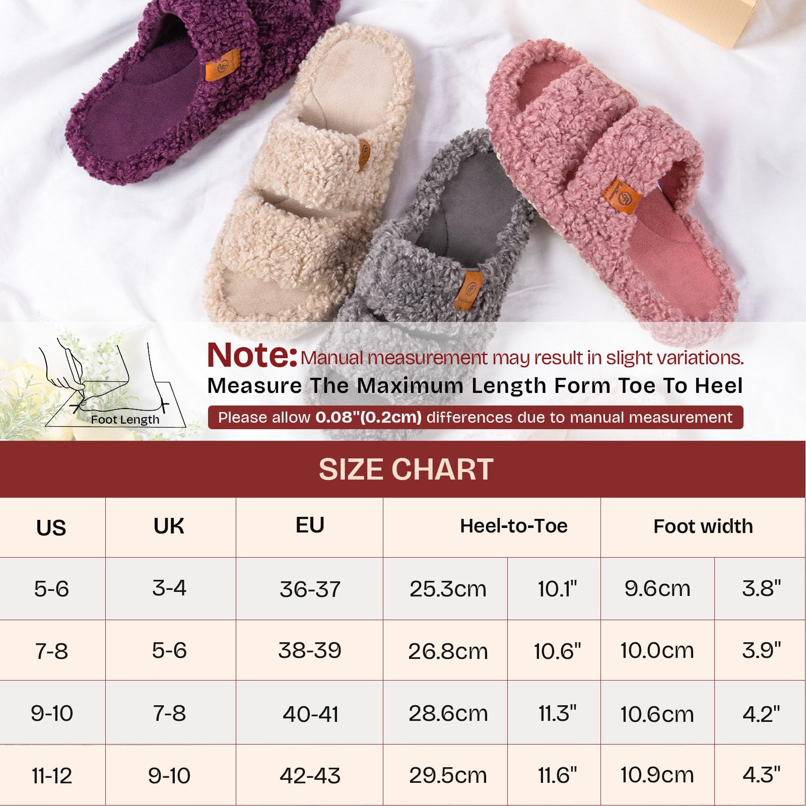EverFoams Womens Fuzzy Open-toe Slippers Soft Comfy Memory Foam Indoor House Shoes Vanilla Ice,7-8 US