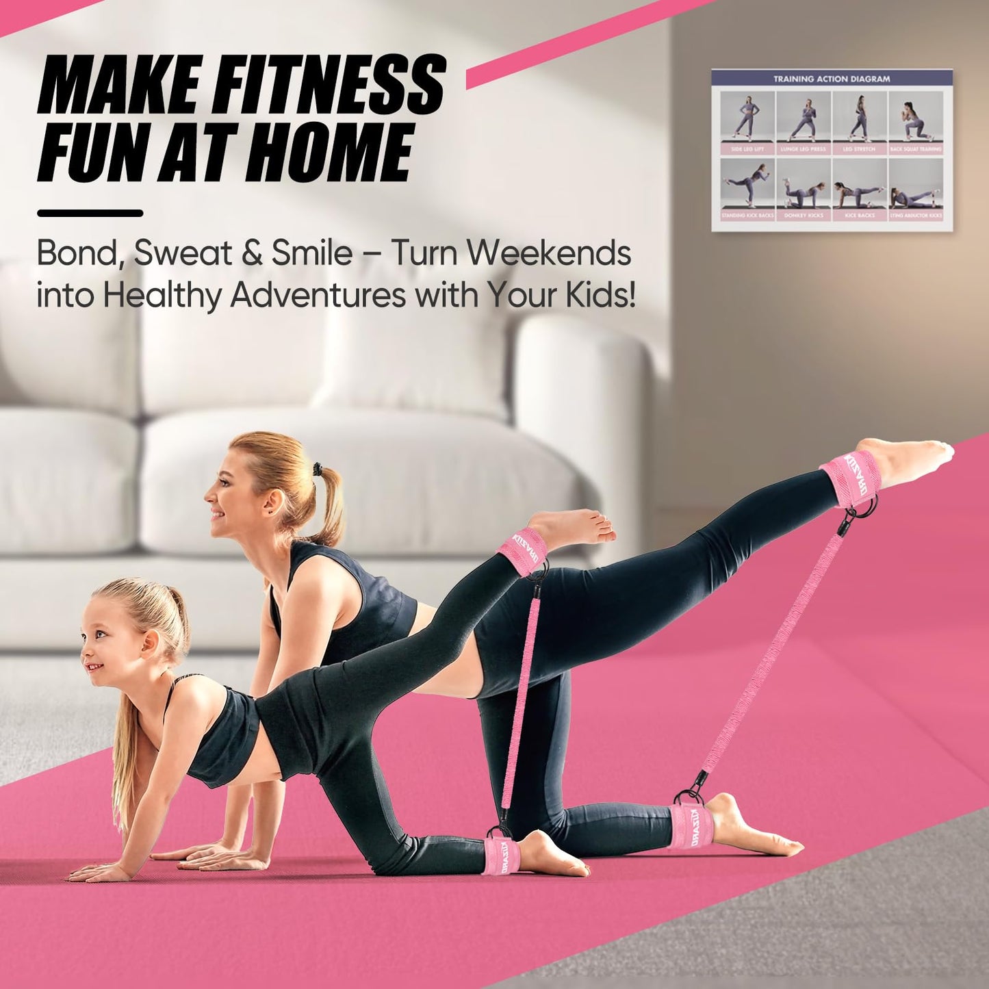 Resistance Bands with Ankle Straps, Ankle Weights Bands for Working Out, Exercise Band for Women Leg and Glute, Booty Workout Equipment for Kickbacks,Butt and Hip Training, Home Gym Fitness Equipment