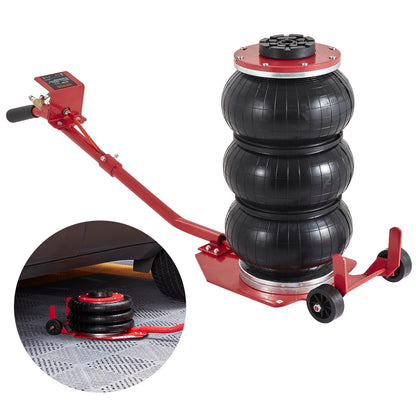 VEVOR Air Jack, 3 Ton/6600 lbs Triple Bag Air Jack, Airbag Jack with Six Steel Pipes, Lift up to 17.7 inch/450 mm, 3-5 s Fast Lifting Pneumatic Jack, with Long Handles for Cars, Garages, Repair, (Red) VEVOR