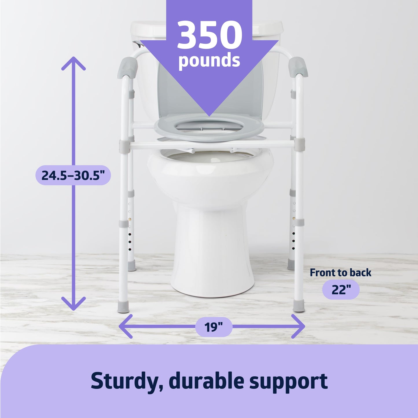 Medline 3-in-1 Steel Folding Bedside Commode, Height Adjustable, 350lb Medline