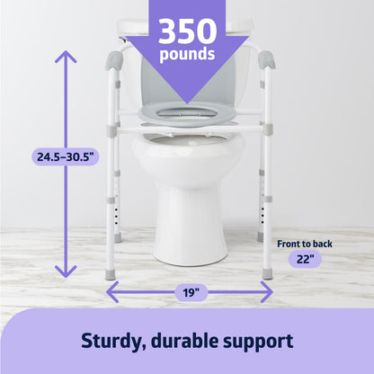 Medline 3-in-1 Steel Folding Bedside Commode, Height Adjustable, 350lb Medline