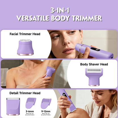 Electric Bikini Trimmer for Women - Tiovara Painless Electric Shaver,Cordless Electric Razors IPX7 Waterproof Pubic Hair Removal with USB Charge Dock for Bikini Underarm Leg Arm Body Face Silk Skin