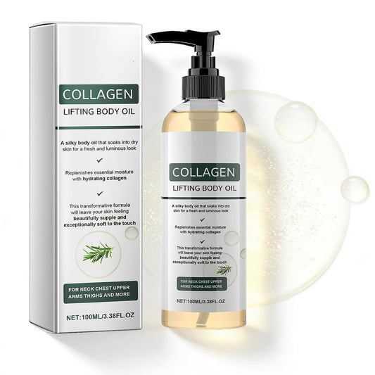 Collagen Lifting Body Oil with Vitamin E & Rosemary - Firming & Tightening Oil for Neck, Chest, Arms, Thighs - Hydrating Formula for Silky, Fresh, Luminous, and Supple Skin - 100ml (2PC) - Available at All In One Marketplace Canada