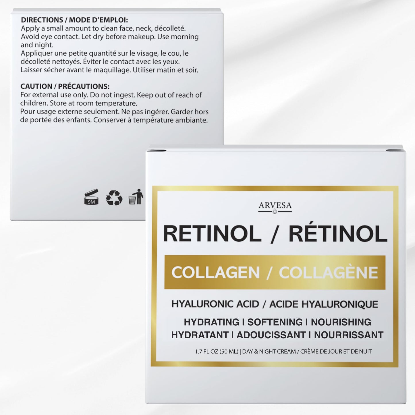 Retinol Cream for Face - Face Moisturizer with Hyaluronic Acid, Collagen - Lightweight Day and Night for Women and Men - Facial Cream, Neck & Décolleté - Non-Comedogenic, 50 ML - Available at All In One Marketplace Canada
