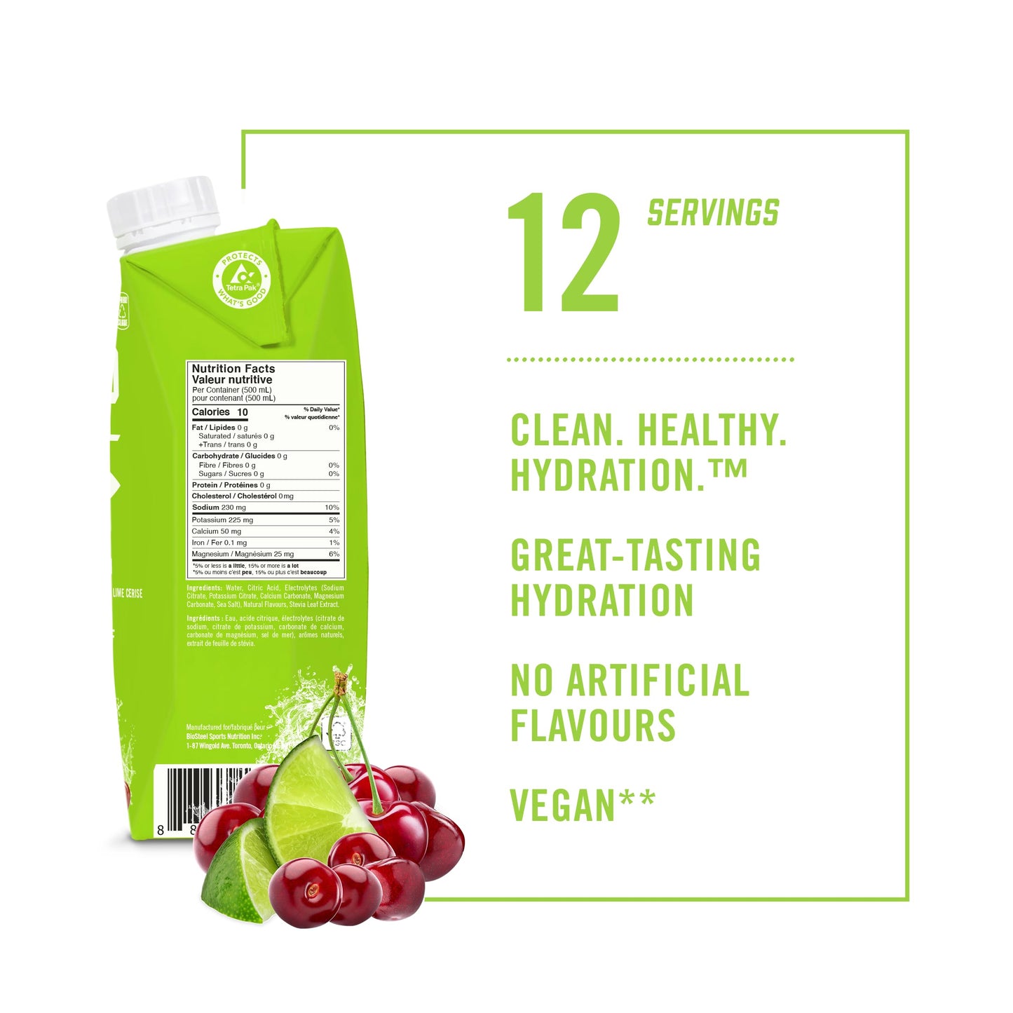 BioSteel Electrolyte Sports Drink, Cherry Lime, 12-Pack, Zero Sugar