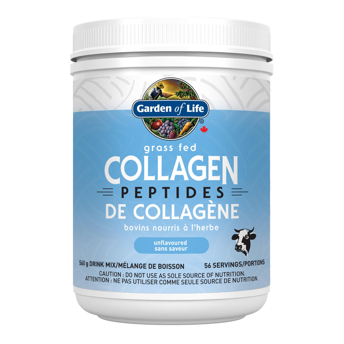 Garden of Life Grass Fed Collagen Peptides Powder, Unflavoured 560 g, 56 Servings, 10 g Collagen per Serving, Non-GMO Verified, Gluten Free, Paleo & Keto Friendly.