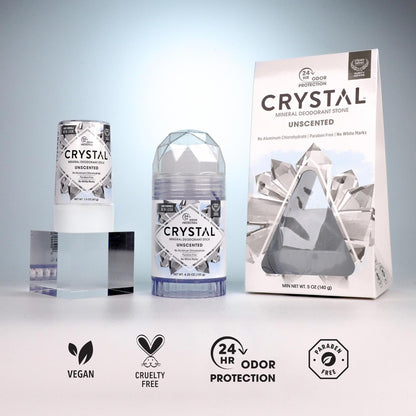Crystal Mineral Deodorant Stick, 120g – Aluminum-Free, Unscented Natural Deodorant, 24-Hour Odor Protection, No Stains or Residue, Vegan & Cruelty-Free - Available at All In One Marketplace Canada