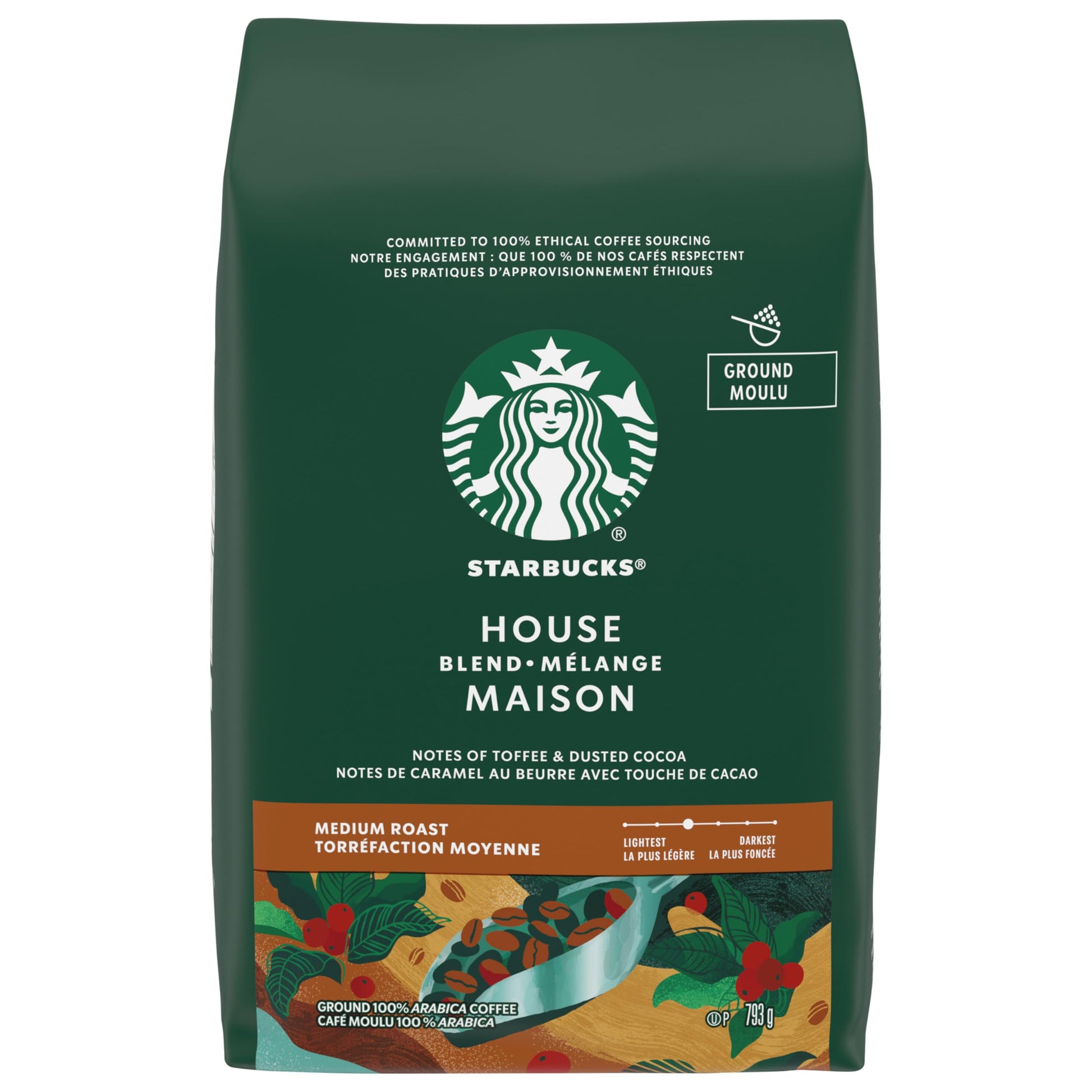 STARBUCKS House Blend Roast Ground Coffee, Medium Roast, Smooth And Balanced, Made With 100 Percent Arabica Beans, For Use With Drip Coffee Makers, Pour-overs, And French Presses, 793 g - Available at All In One Marketplace Canada