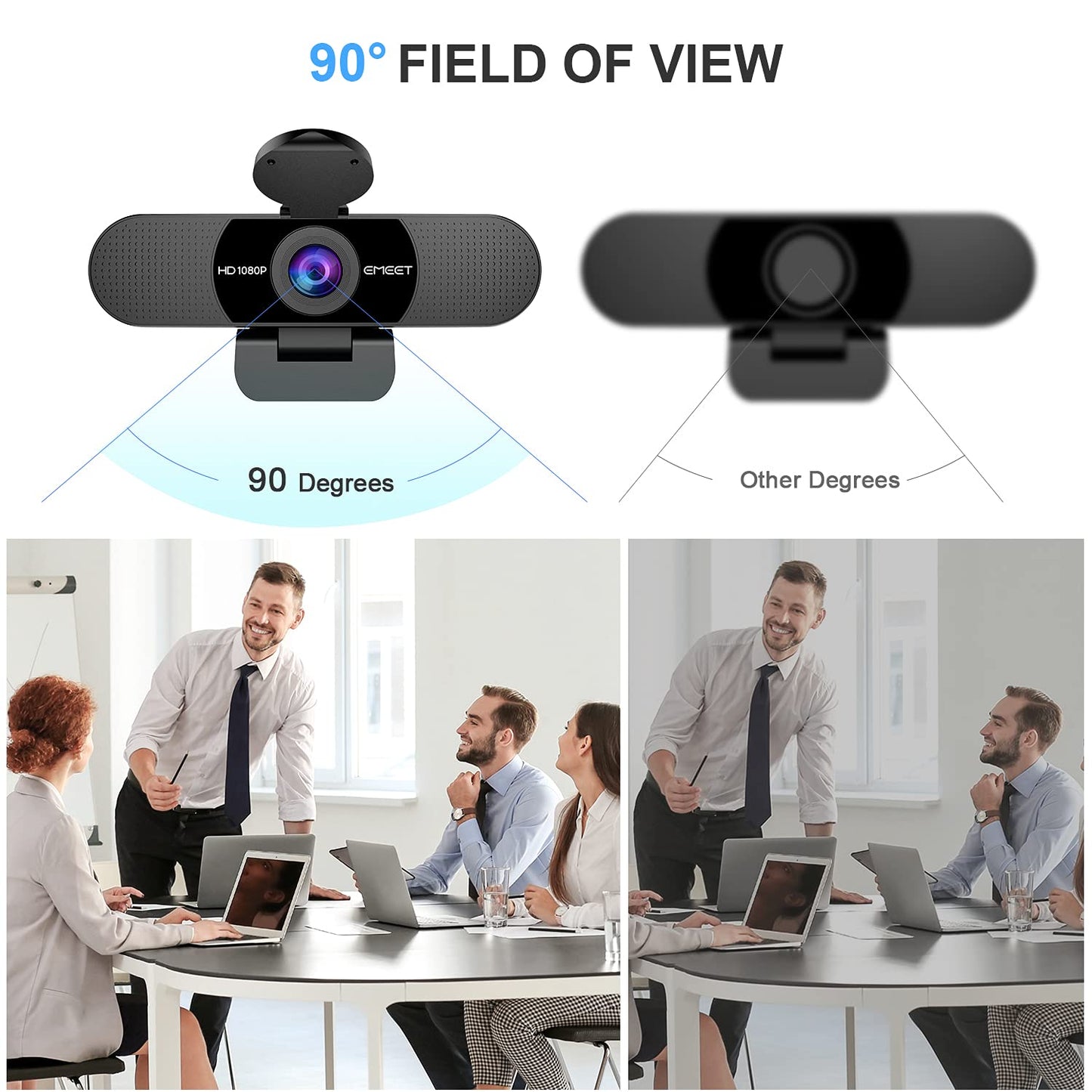 EMEET 1080P Webcam with Microphone, C960 Web Camera, 2 Mics Streaming Webcam, 90°FOV Computer Camera, Plug and Play USB Web Cam for Online Calling/Conferencing, Zoom/Teams/Facetime/YouTube, Laptop/PC - Available at All In One Marketplace Canada