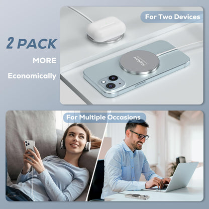 2 Pack Magnetic Wireless Charger, 15W Charger for iPhone 17/16/15/14/13/12 Pro Max Plus Mini and Airpods 3/2/ Pro 2