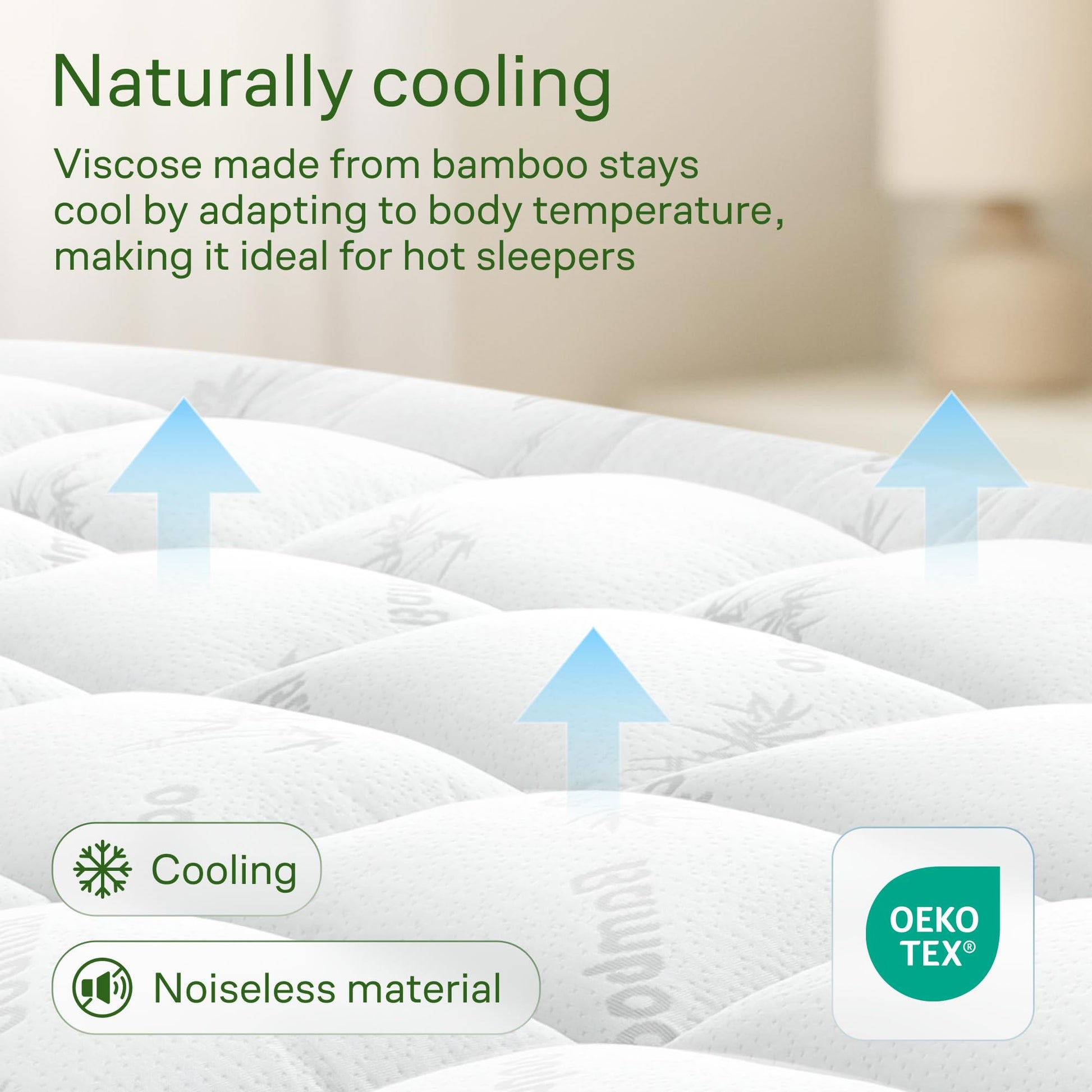 Bamboo Mattress Topper Twin Size - Thick Cooling Breathable Pillow Top Mattress Pad for Back Pain Relief - Deep Pocket Topper Fits 8-20 Inches (39x75 Inches, White)