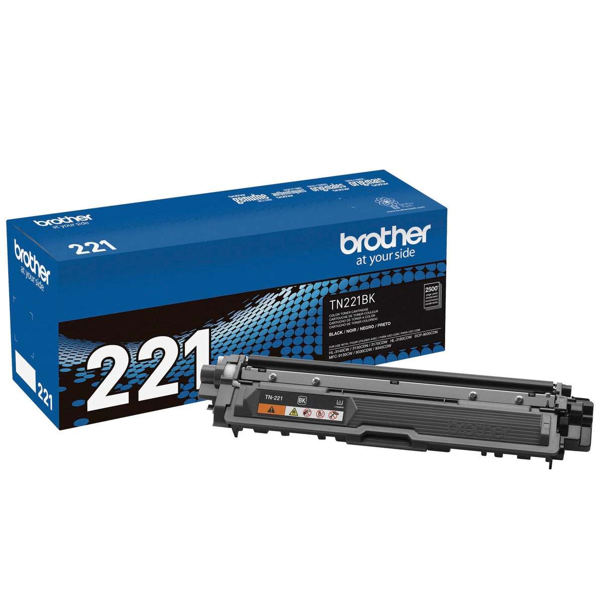 Brother Original TN221BK Standard Yield Black Toner Cartridge, Original Toner Replacement cartridges, Toner for Brother Laser Printers HL-3140CW, HL-3170CDW, MFC-9130CW, MFC-9330CDW, and More