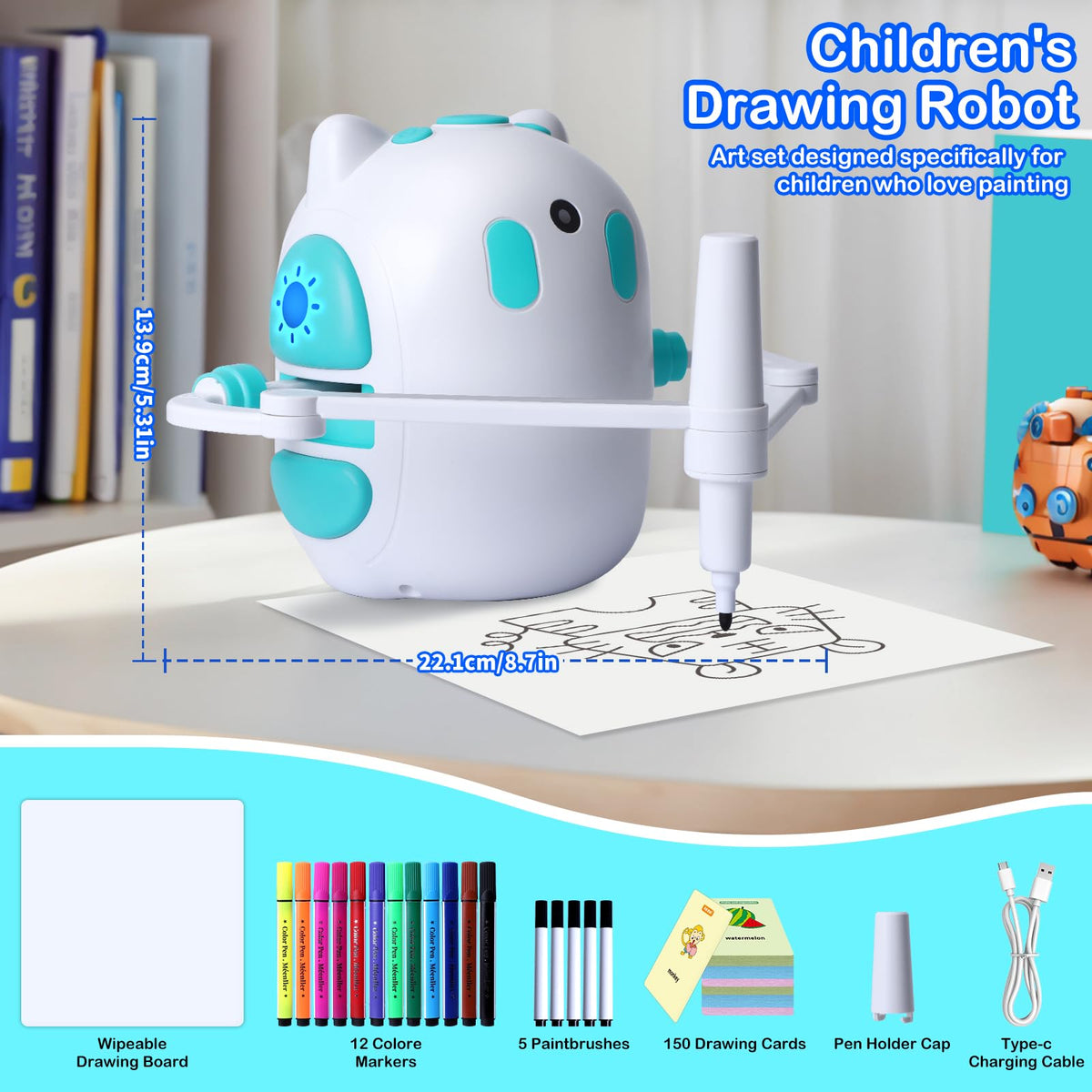 Drawing Robot for Kids 150 Educational Cards Smart Drawing Robot Voice Interactive Partner Montessori Painting Toy for Boys Girls Ages 3-8 Perfect for Birthdays Christmas Learning Fun（English Version） 🍁 All In One Marketplace Canada