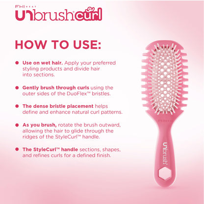 FHI Heat UNbrush Curl Defining Brush — Wavy, Coily, and Curly Hair Brush with DuoFlex Bristles & StyleCurl Handle — for Gentle Detangling & Faster Styling on Wet Hair - Coral Rose FHI Heat