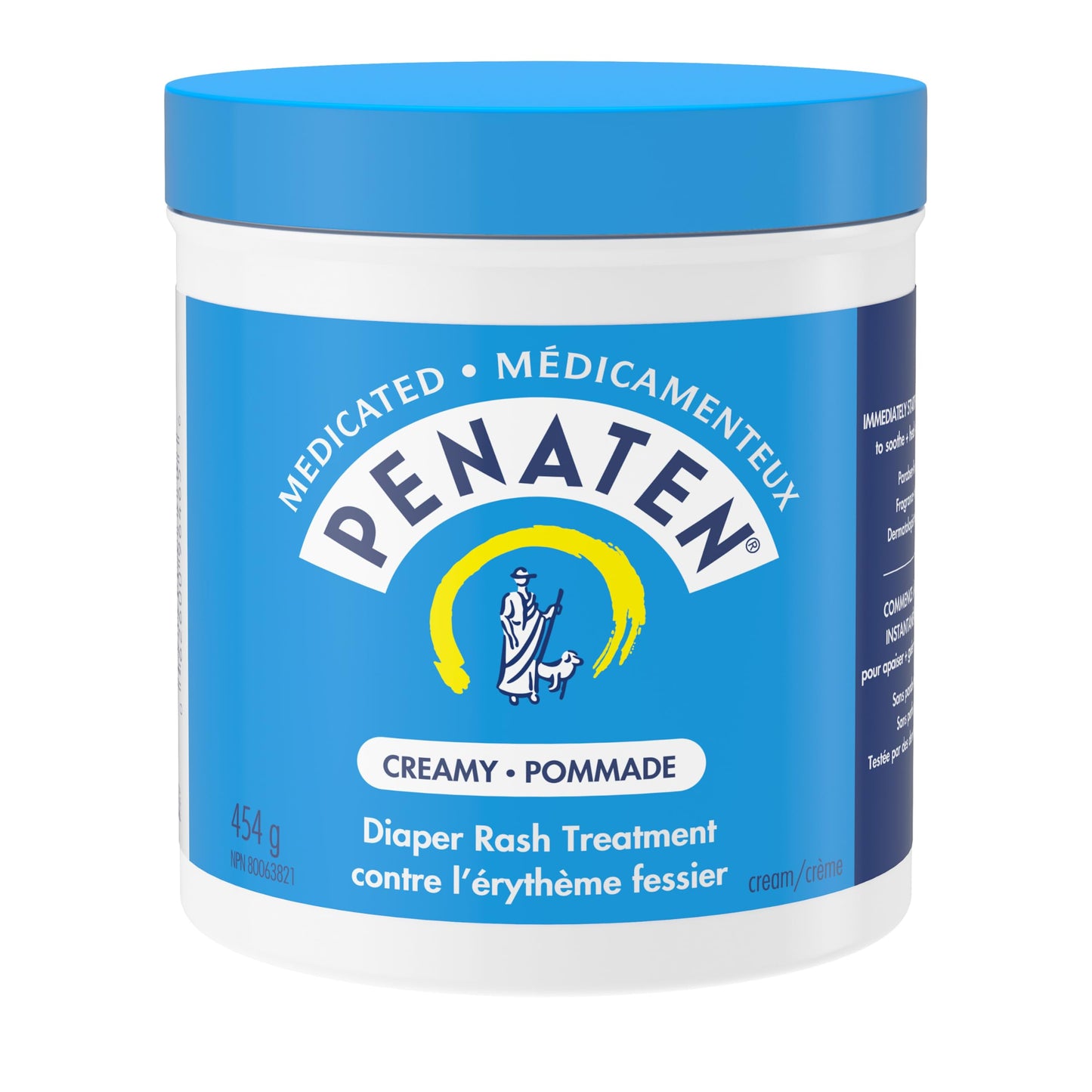 Penaten Medicated Diaper Rash Cream with 13% Zinc Oxide for Baby and Adult Essentials - Soothes, Heals & Protects Sore Skin, Paraben-Free, Fragrance-Free, Dermatologist Tested - 454 Grams