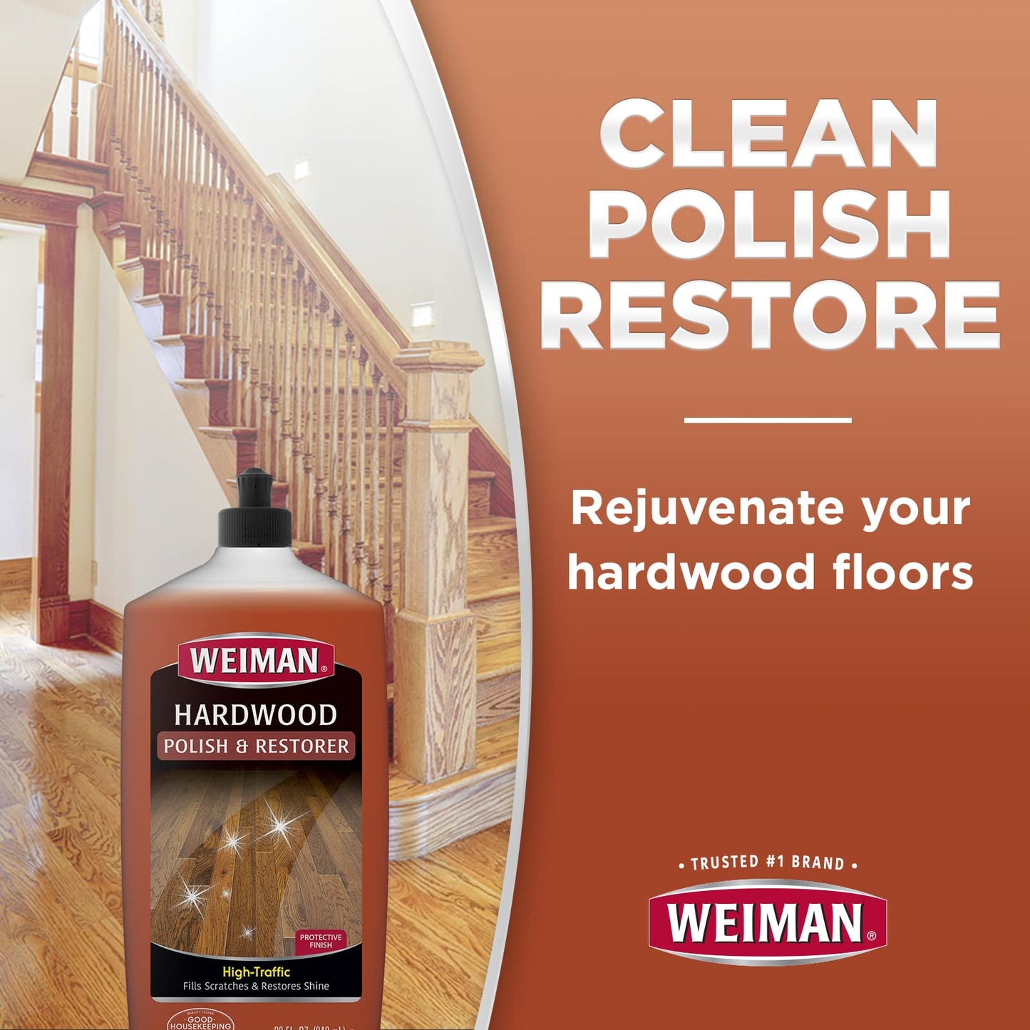 Weiman Wood Floor Polish and Restorer 32 Ounce (2 Pack) - High-Traffic Hardwood Floor, Natural Shine, Removes Scratches, Leaves Protective Layer - Available at All In One Marketplace Canada