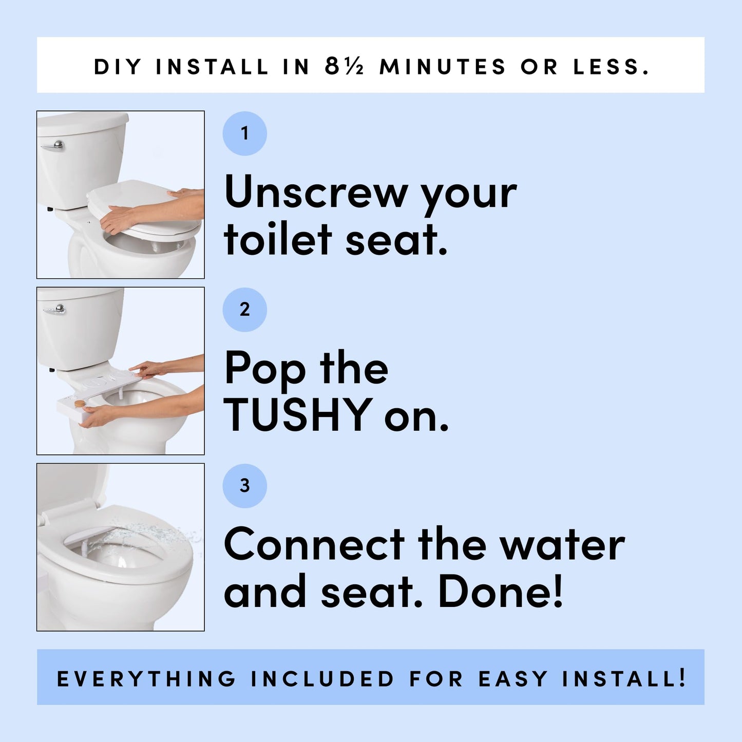 TUSHY Classic 3.0 Non-Electric Bidet Toilet Attachment, Experience a Superior Fresh Water Clean (Slim Fit, Easily Installs Under Toilet Seat, Adjustable Spray, Self Cleaning Nozzle), Bamboo Knob