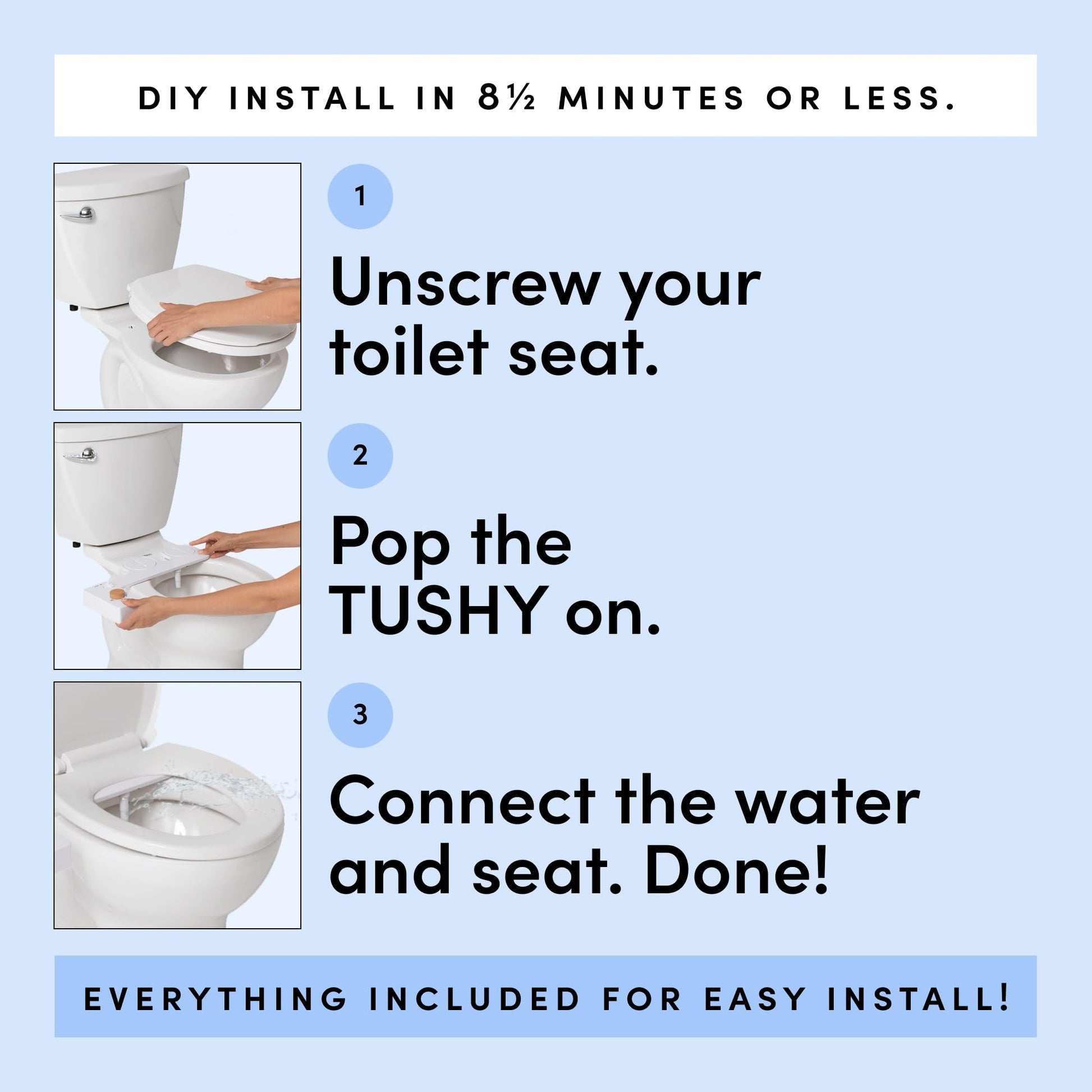 TUSHY Classic 3.0 Non-Electric Bidet Toilet Attachment, Experience a Superior Fresh Water Clean (Slim Fit, Easily Installs Under Toilet Seat, Adjustable Spray, Self Cleaning Nozzle), Bamboo Knob