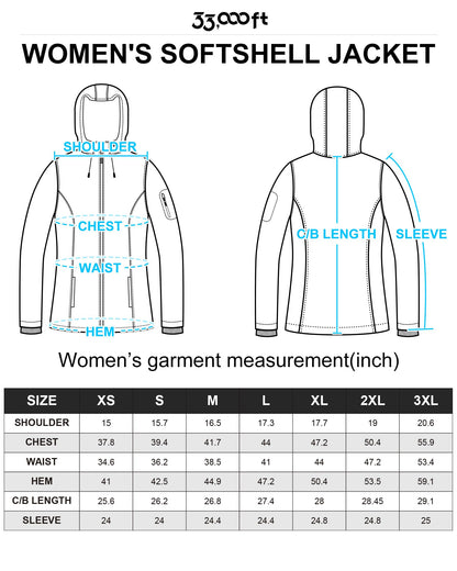 33,000ft Women's Softshell Jacket Waterproof Hooded Fleece Lined Rain Coat 🍁 All In One Marketplace Canada